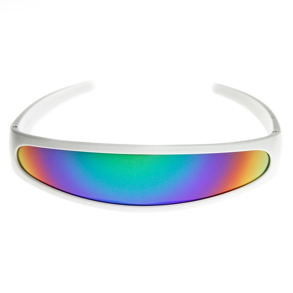 7655 Futuristic Narrow Cyclops Color Mirrored Lens Visor Sunglasses